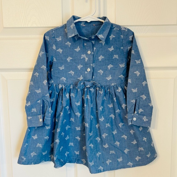 Chambray Toddler Girl Dress Sz 3t - Picture 1 of 4